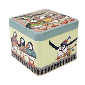 Emma Ball Woolly Puffins Square Tin